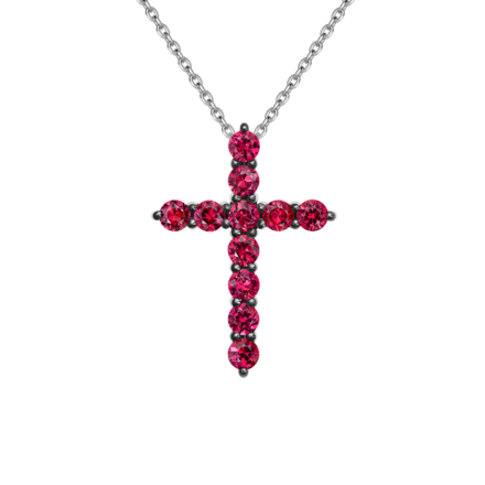 Колье с рубинами и бриллиантом, белое золото 1