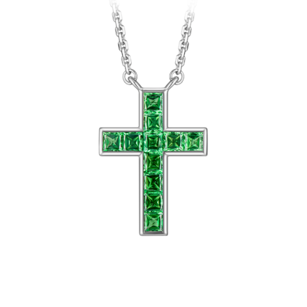 Колье с тсаворитами, белое золото 1