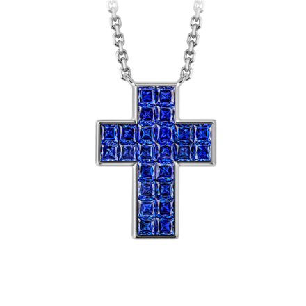 Колье с сапфирами, белое золото 1