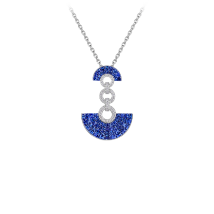 Подвес с сапфирами и бриллиантами, белое золото 1