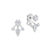 Пусеты - джекеты с бриллиантами, белое золото