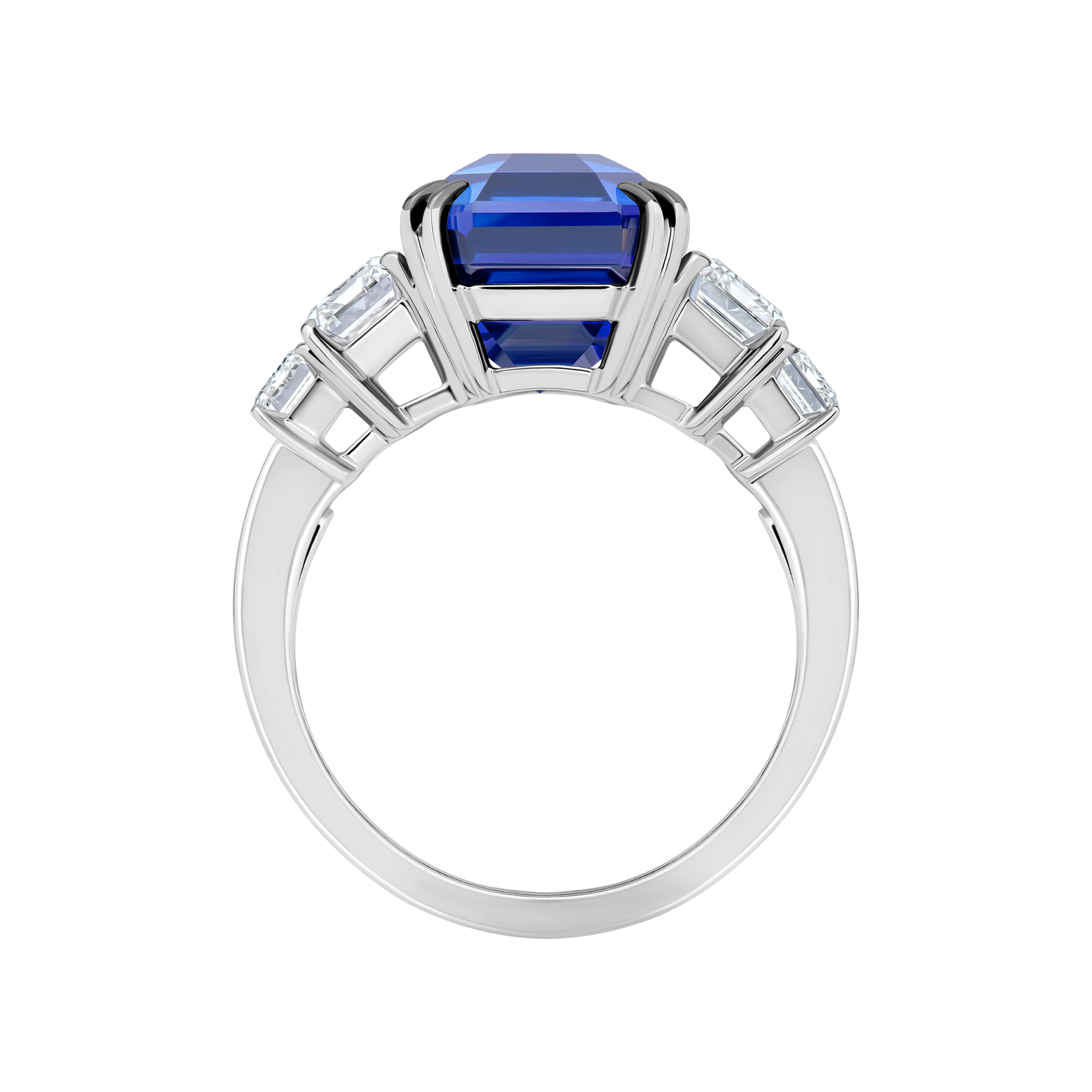 Кольцо с сапфиром и бриллиантами, белое золото