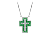 Колье с тсаворитами и бриллиантами, белое золото