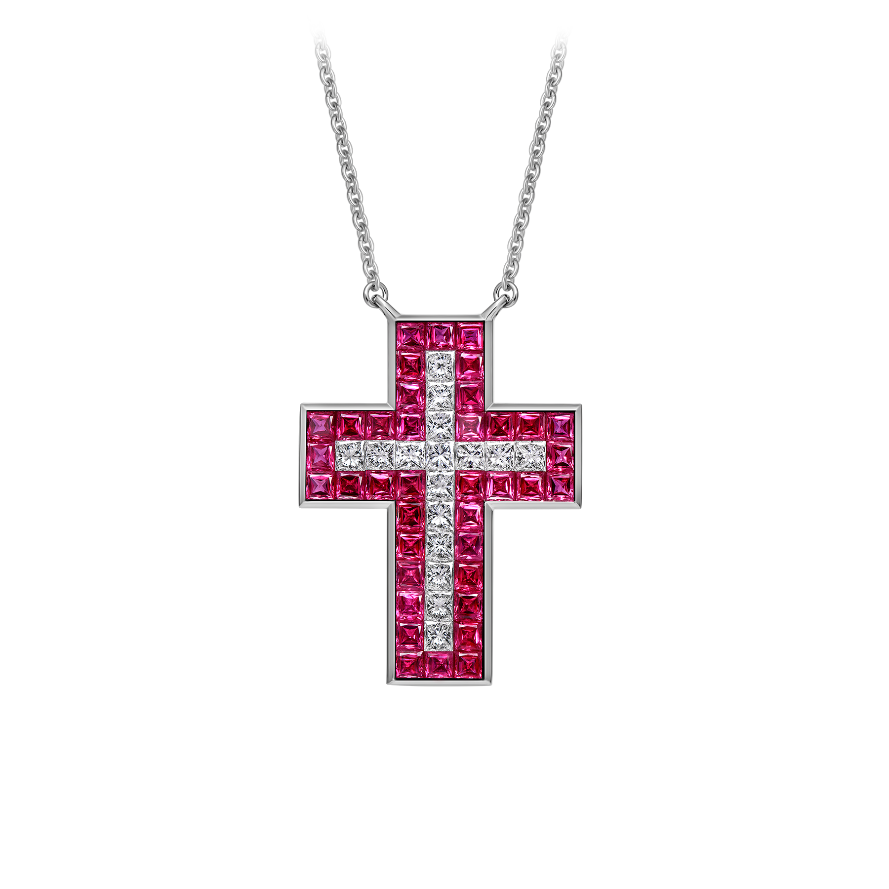 Колье с рубинами и бриллиантами белое золото