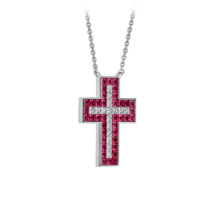 Колье с рубинами и бриллиантами белое золото 2