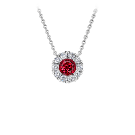 Колье с рубином и бриллиантами, белое золото 1
