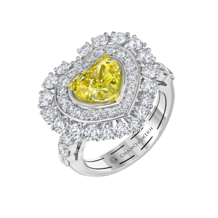 Кольцо с бриллиантами, белое золото 1