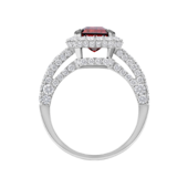 Кольцо с турмалином рубеллитом и бриллиантами, белое золото