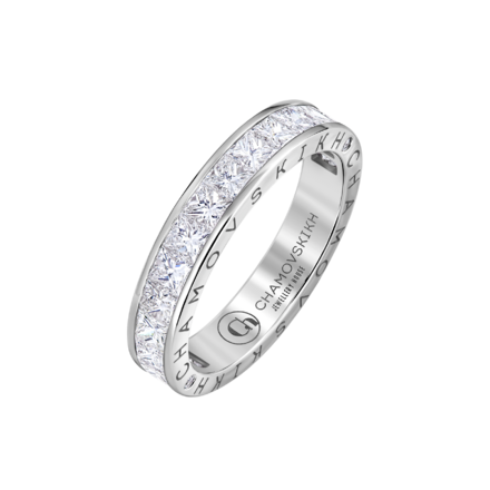 Кольцо с бриллиантами, белое золото 1