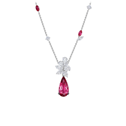 Колье с турмалинами рубеллитами, рубинами и бриллиантами, белое золото 1