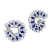 Серьги с сапфирами и бриллиантами, белое золото
