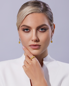 Серьги с желтыми сапфирами и бриллиантами, белое золото