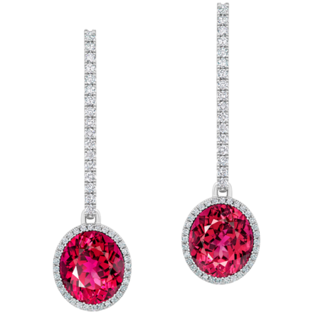 Серьги с рубеллитами и бриллиантами, белое золото 1