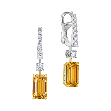 Серьги с желтыми сапфирами и бриллиантами, белое золото 1