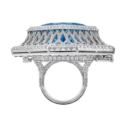 Кольцо с аквамарином и бриллиантами, белое золото 3