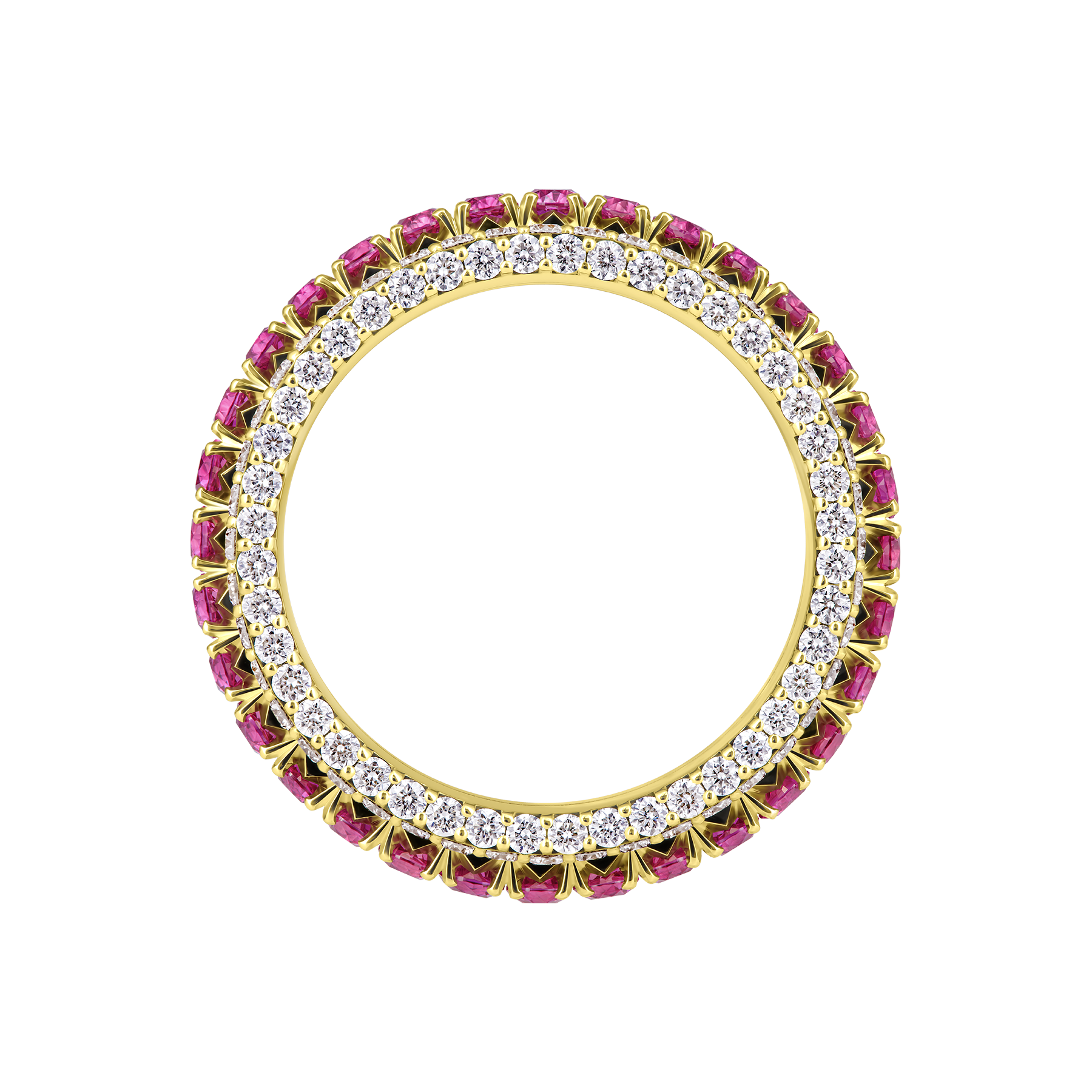 Кольцо с рубинами и бриллиантами, жёлтое золото