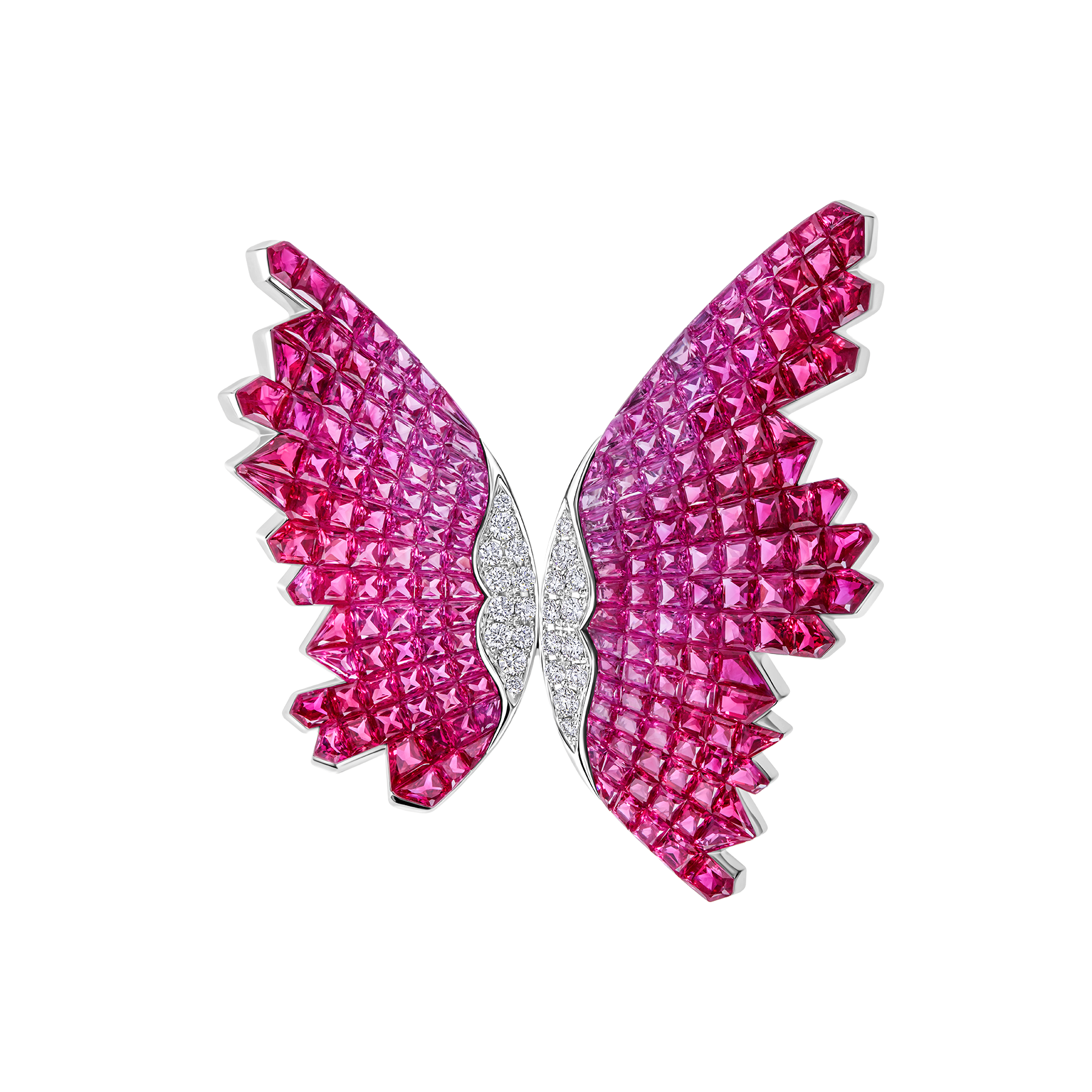 Кольцо с рубинами и бриллиантами, белое золото