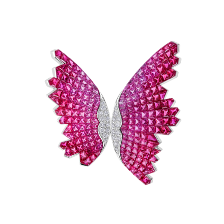 Кольцо с рубинами и бриллиантами, белое золото 2