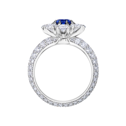 Кольцо с сапфиром и бриллиантами, белое золото 3