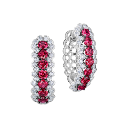 Серьги с рубинами и бриллиантами, белое золото 1