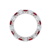 Кольцо с рубинами и бриллиантами, белое золото