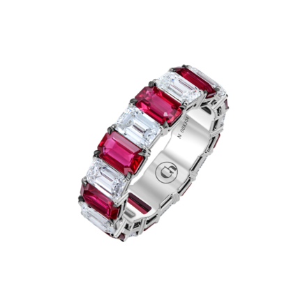 Кольцо с рубинами и бриллиантами, белое золото 1