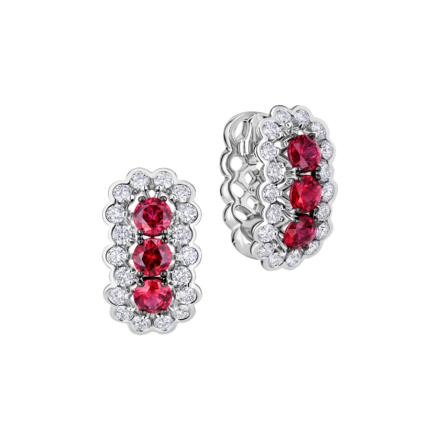 Серьги с рубинами и бриллиантами, белое золото 1