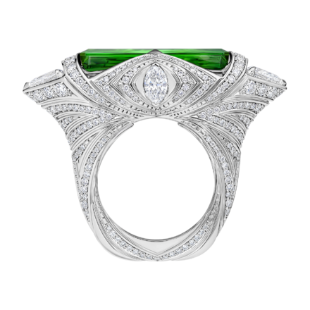 Кольцо с турмалином верделитом и бриллиантами, белое золото 3