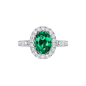 Кольцо с изумрудом и бриллиантами, белое золото
