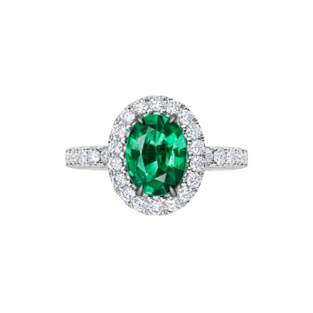 Кольцо с изумрудом и бриллиантами, белое золото 2