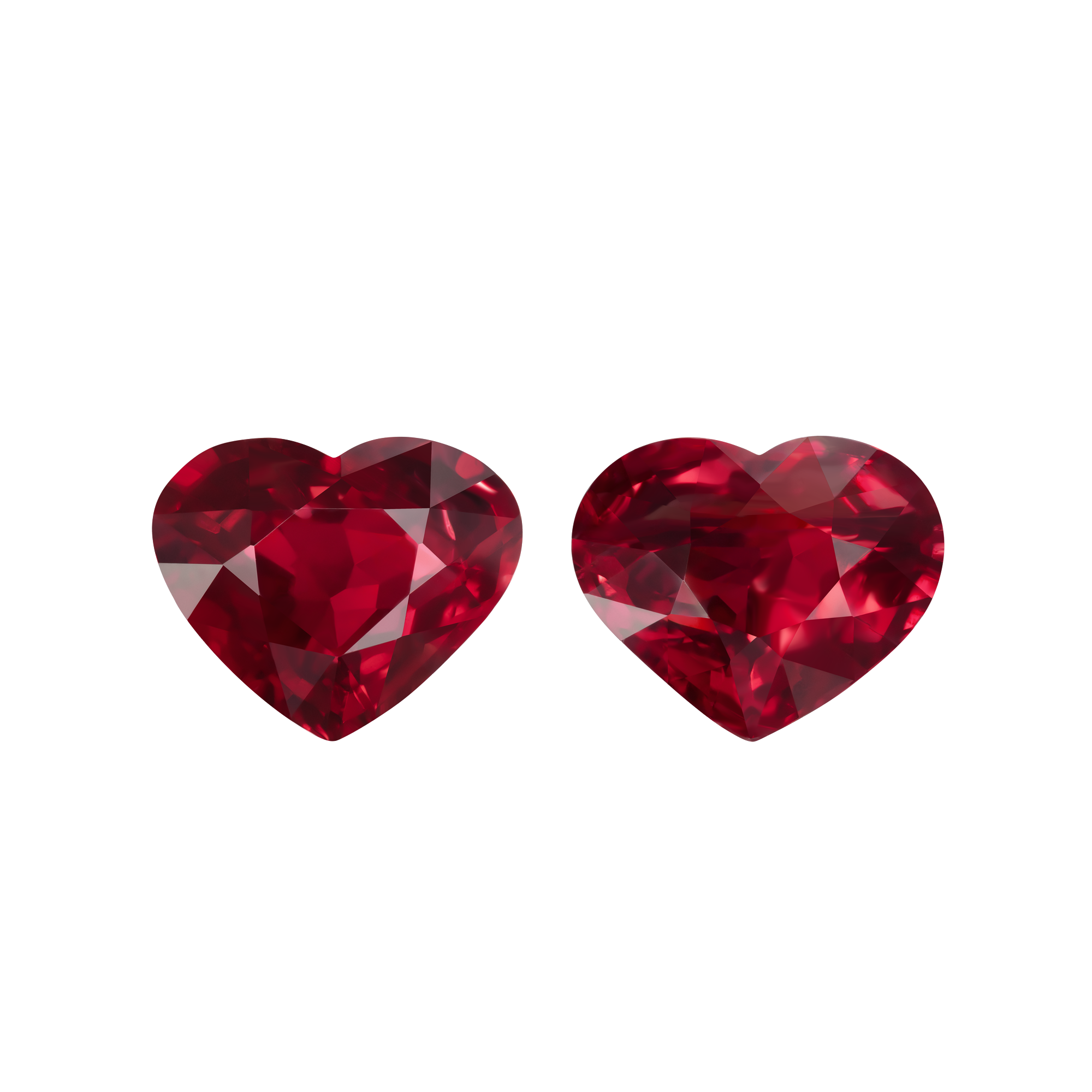 Сет из двух рубинов, MOZAMBIQUE, UNHEATED, Сердце, цвет Pigeon’s Blood, 4,02ct/ 4,02ct