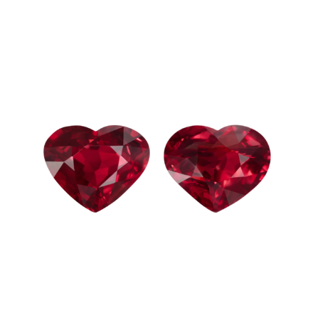Сет из двух рубинов, MOZAMBIQUE, UNHEATED, Сердце, цвет Pigeon’s Blood, 4,02ct/ 4,02ct 1